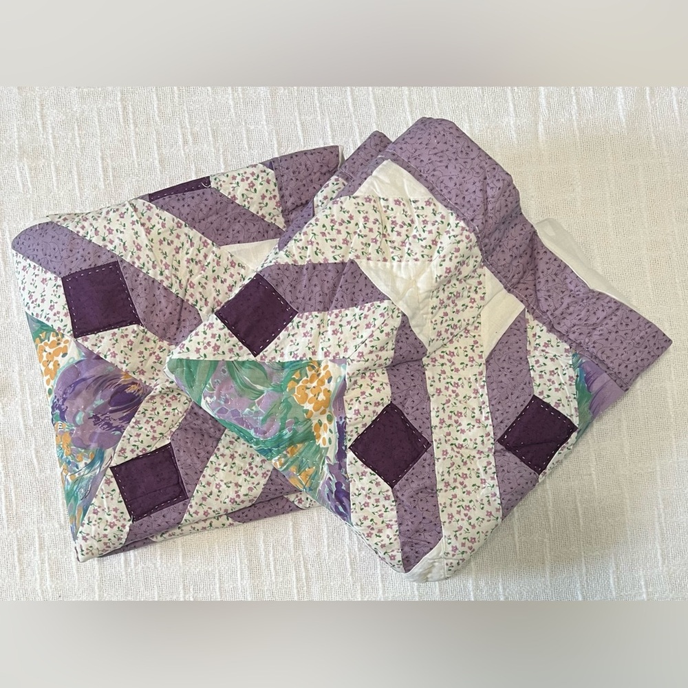 Purple Patchwork Quilt Pillow Case Set